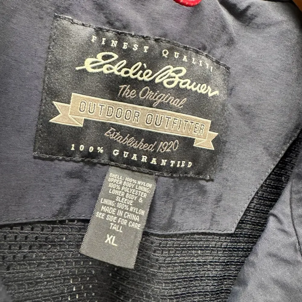 Eddie Bauer WeatherEdge Jacket Mens XLT Gray Full Zip Nylon Outdoor + Pockets‎